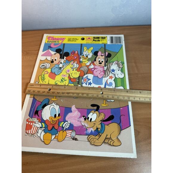 Vintage 1986 Disney Babies Golden Frame Tray Puzzle 12 Pcs Mickey Mouse Friends - Picture 7 of 7